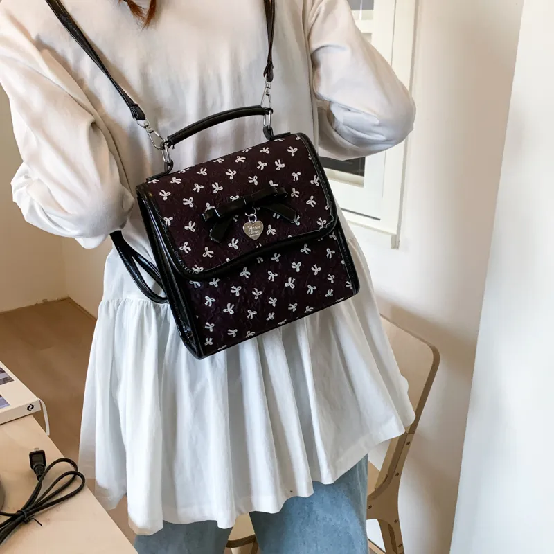 Meow In The Grass PU Backpack Women's White/Pink/Black-16
