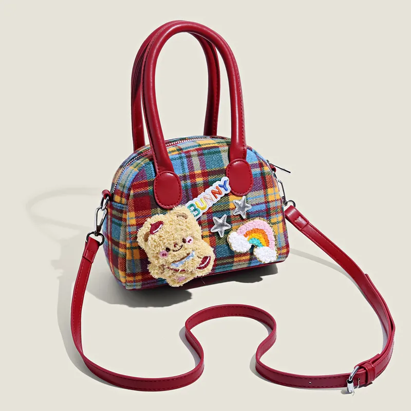 Meow In The Grass Artificial Leather Handbag Regular Women's Red-1
