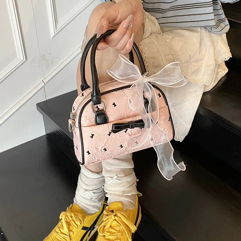 Meow In The Grass PU Shoulder Bag, Crossbody Bag, Handbag Women's Pink/White-2