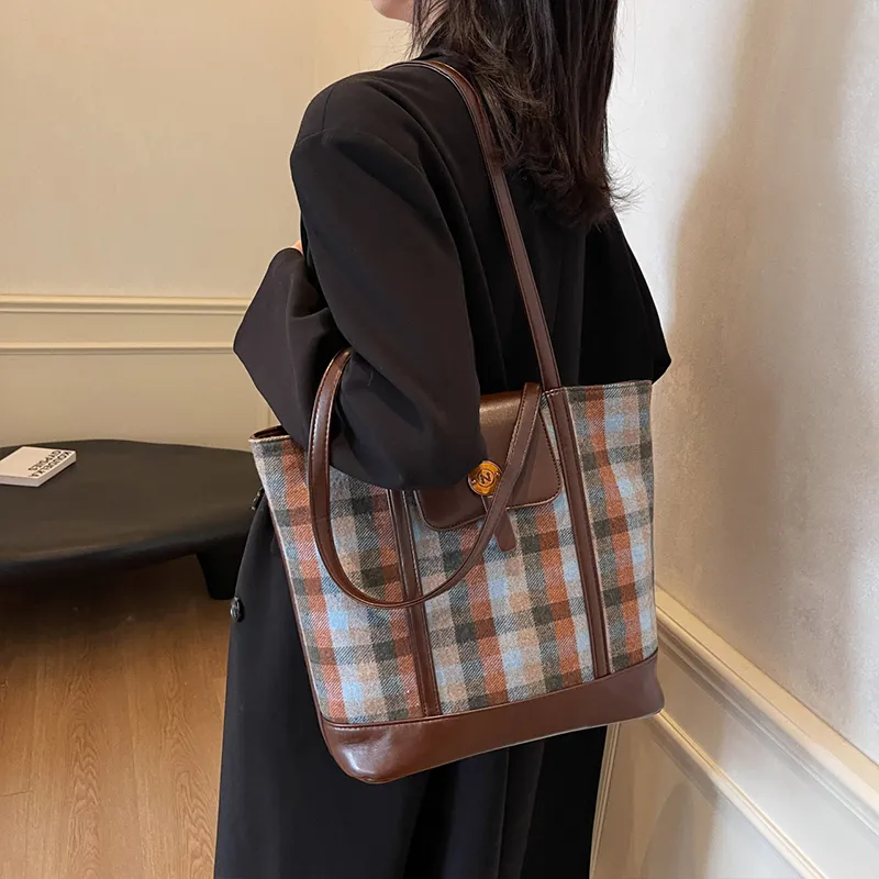 Meow In The Grass PU Crossbody Bag Shoulder Bag Regular Women's Yellow Plaid/Brown Plaid/Blue Plaid-14