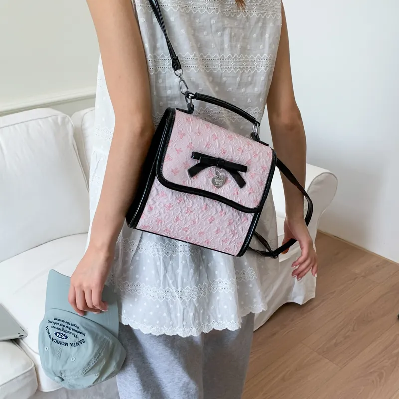 Meow In The Grass PU Backpack Women's White/Pink/Black-10