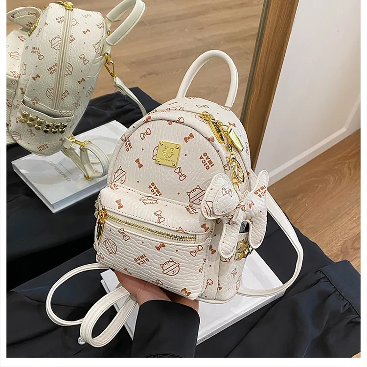 Meow In The Grass PU Backpack Women's Multicolor-3