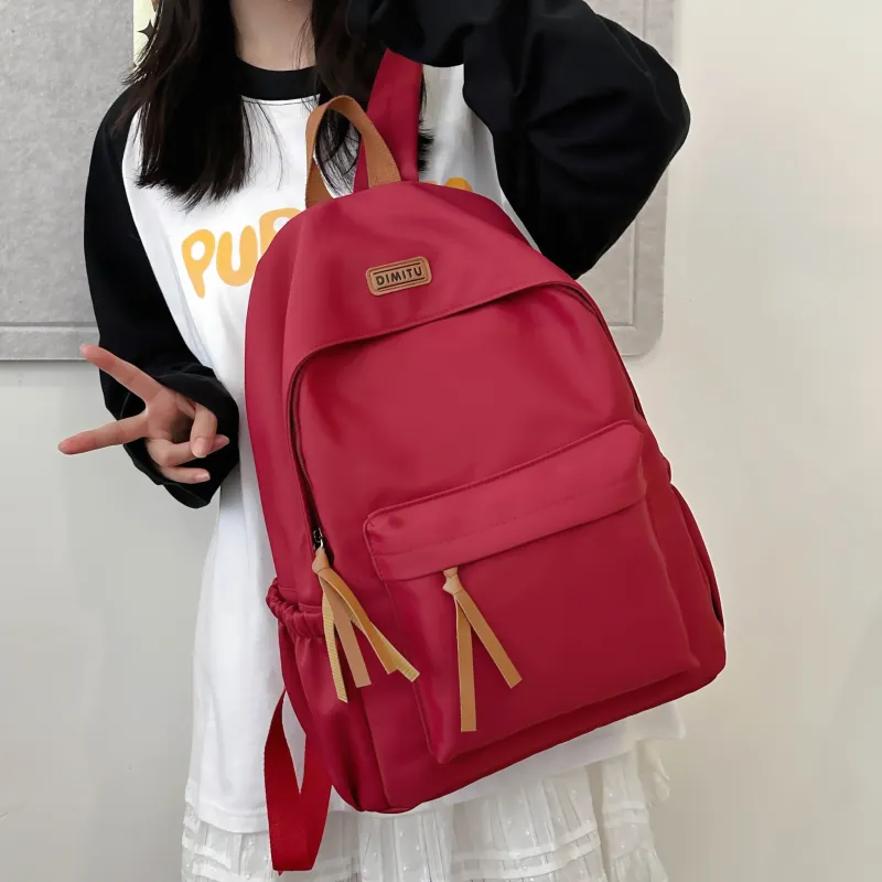Meow In The Grass Nylon Backpack Unisex White/Black/Red/Blue-16