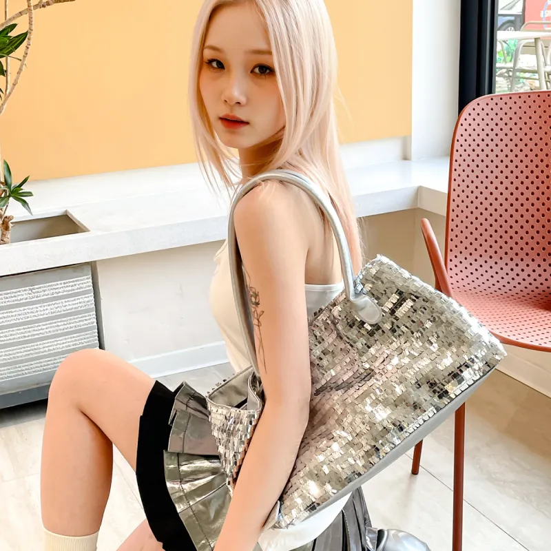 Meow In The Grass PU Shoulder Bag, Shoulder Bag Women's Black/Silver/Green/Pink-10