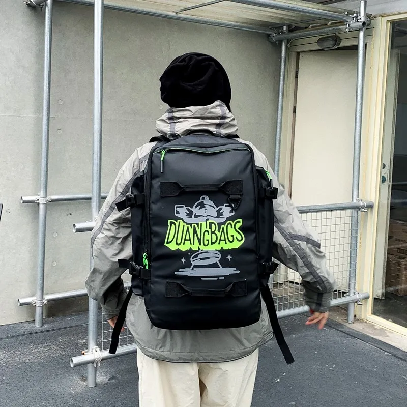 Meow In The Grass PU Backpack Unisex Black White Letter/Black Pink Letter/Black Blue Letter/Black Green Letter-20