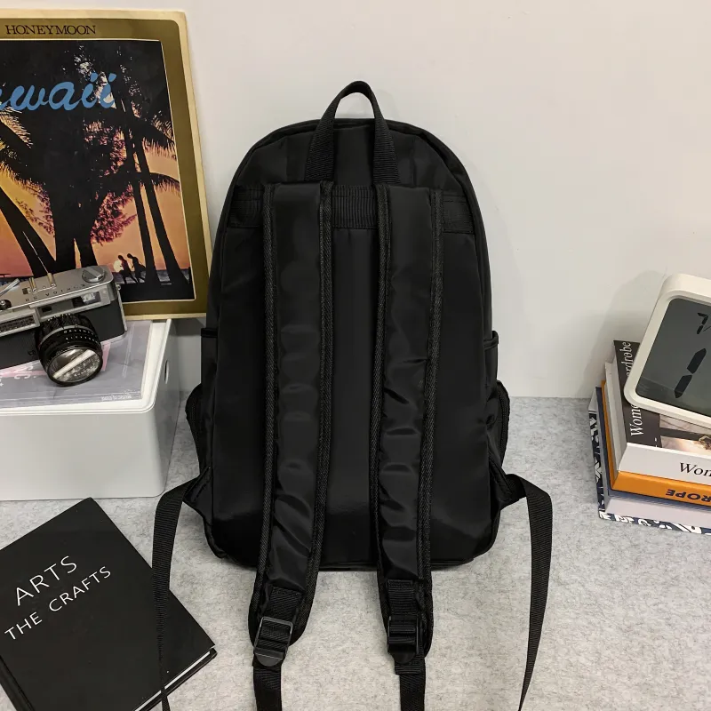Meow In The Grass Nylon Backpack Unisex Black/Ecru/Yellow-3