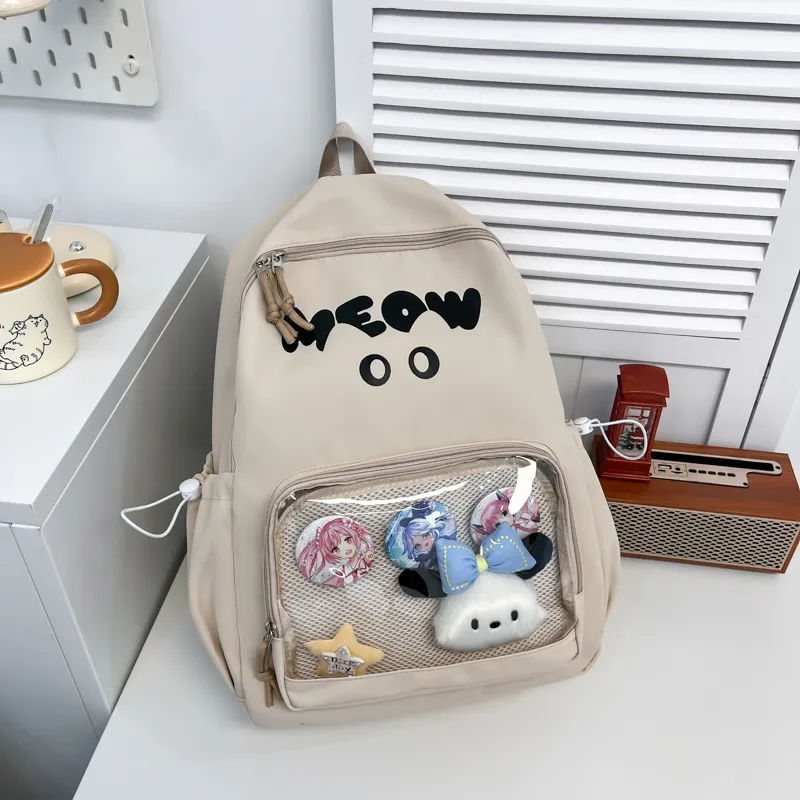 Meow In The Grass Nylon Backpack Unisex Multicolor-13