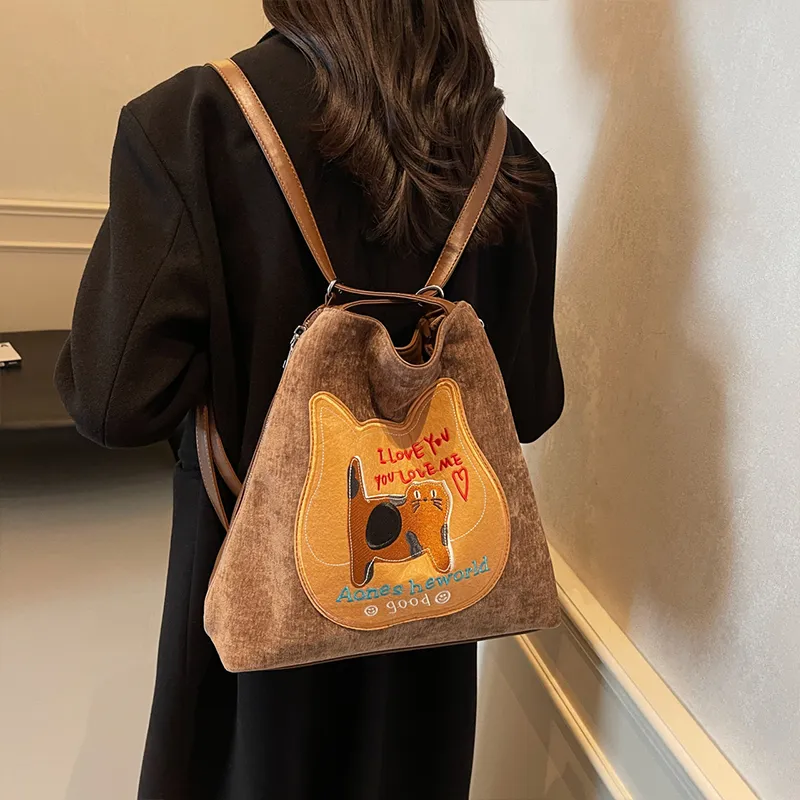 Meow In The Grass PU Shoulder Bag Handbag Tote Bag Regular Women's Coffee/Black/Gray/Pink-2