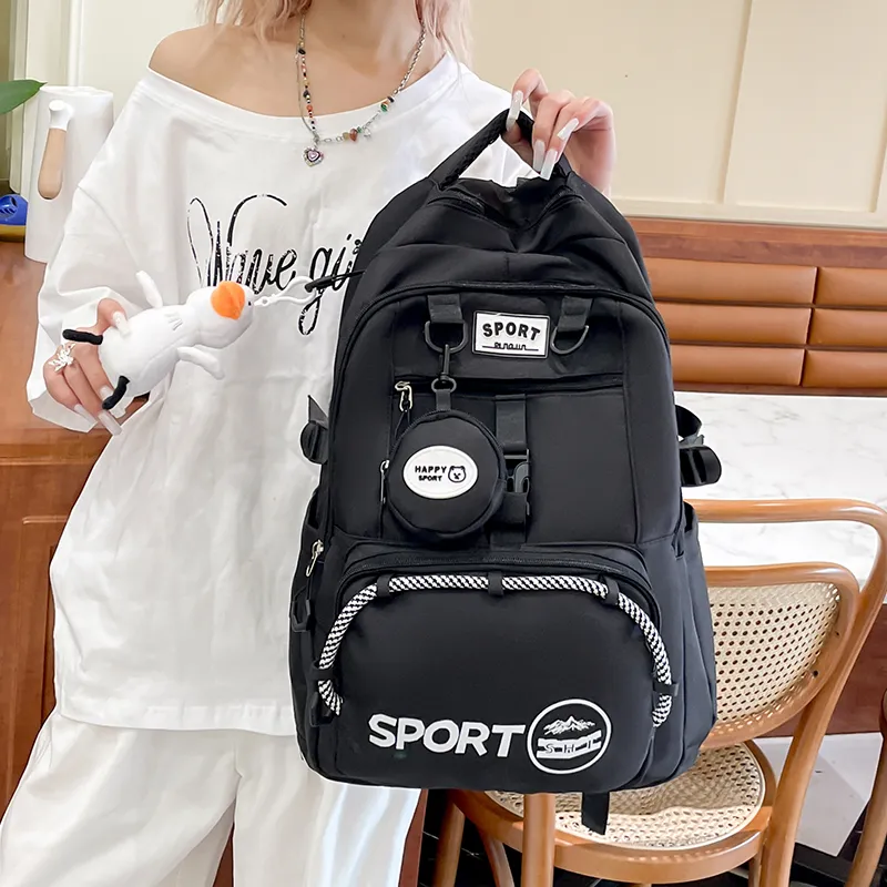 Meow In The Grass Nylon Fabric Backpack Unisex Multicolor-1