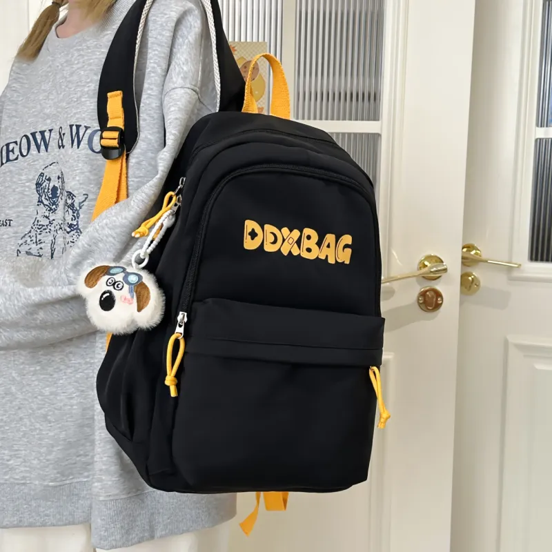 Meow In The Grass Polyester Backpack Unisex Red/Black/Yellow/Dark Blue-7