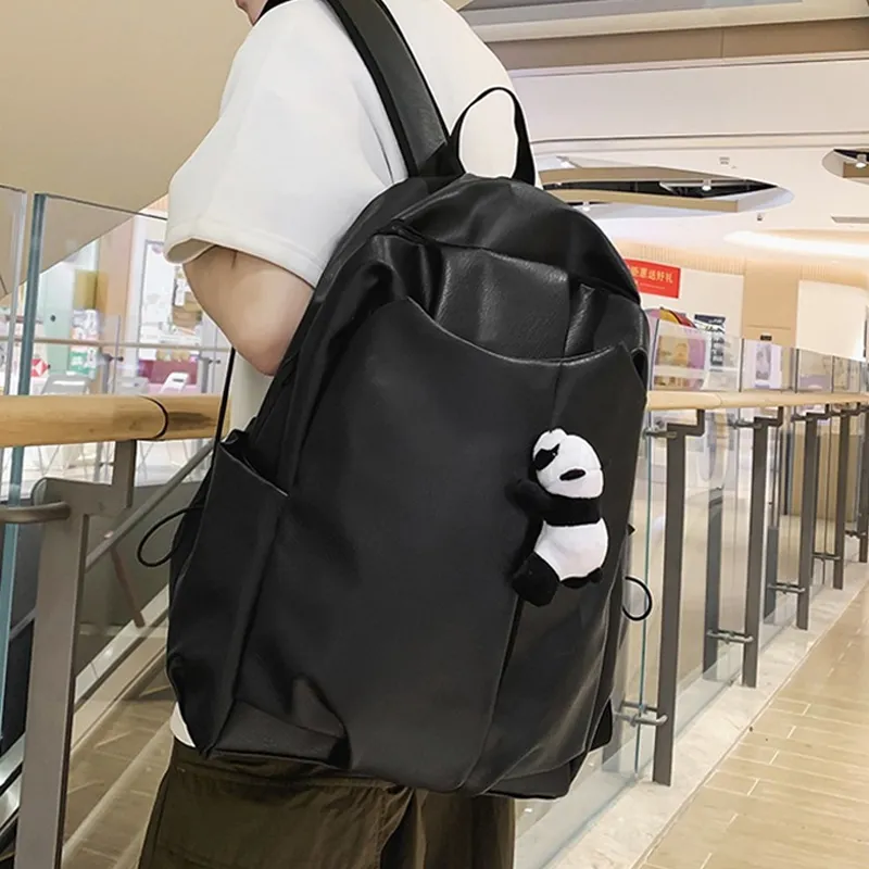 Meow In The Grass PU Backpack Regular Unisex Black/White/Gray-1