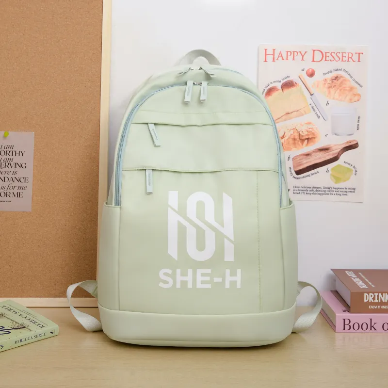 Meow In The Grass Nylon Backpack Unisex Black/Green/White-9