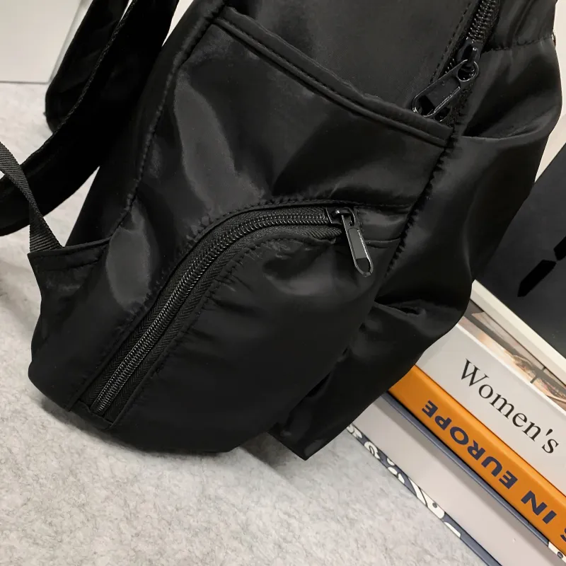 Meow In The Grass Nylon Backpack Unisex Black/Ecru/Yellow-2
