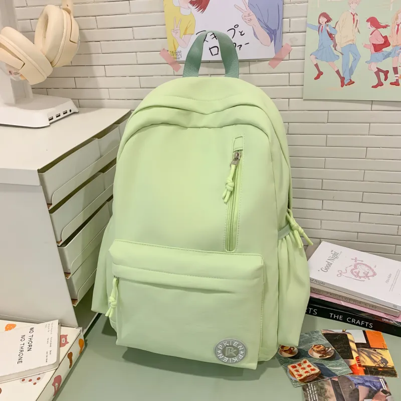 Meow In The Grass Nylon Backpack Unisex Black/Pink/Blue/Yellow/Khaki/Green/Purple-25