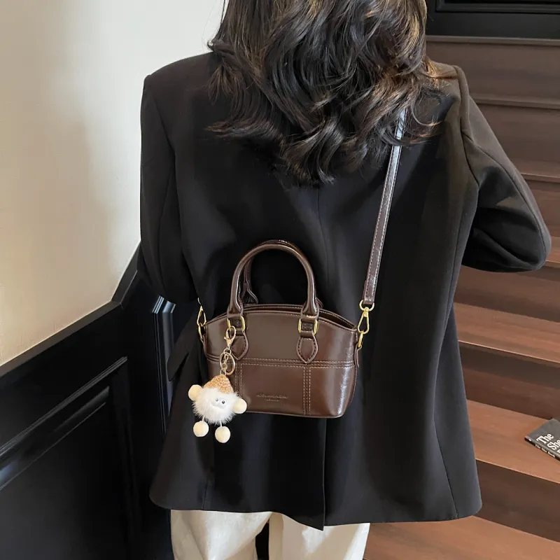 Meow In The Grass PU Handbag Women's Black/Coffee/Ecru-6