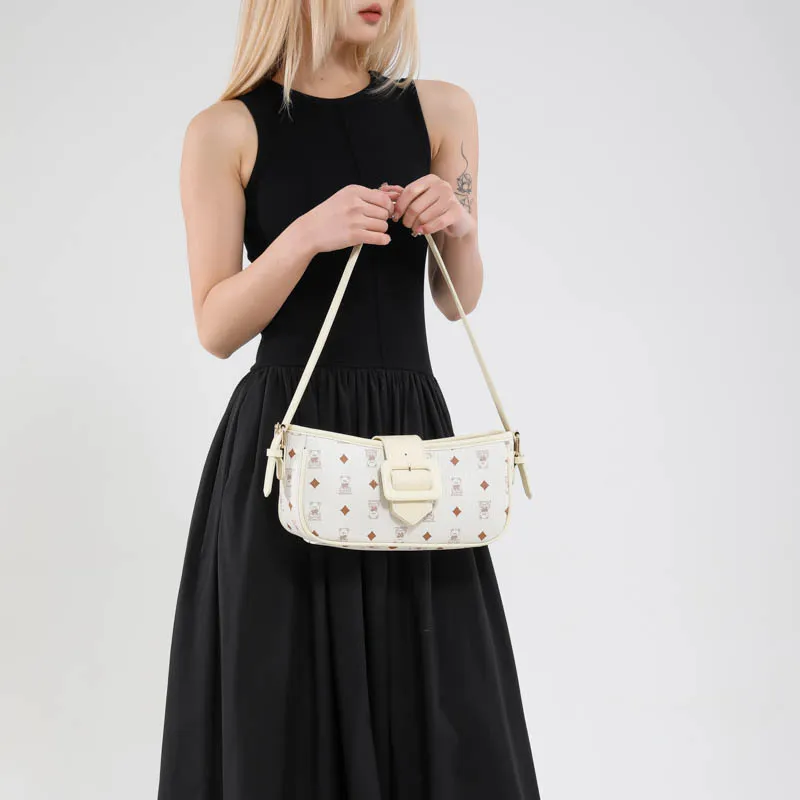 Meow In The Grass PU Shoulder Bag Women's Black/Pink/Brown/White-19