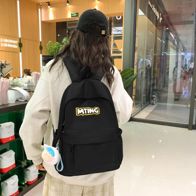 Meow In The Grass Nylon Backpack Unisex Black/Red/Gray/Yellow-2