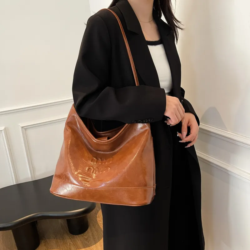 Meow In The Grass PU Shoulder Bag Regular Women's Coffee/Ecru/Brown/Black-11