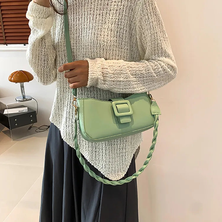 Meow In The Grass PU Shoulder Bag Women's Black/White/Beige/Green/Khaki-25
