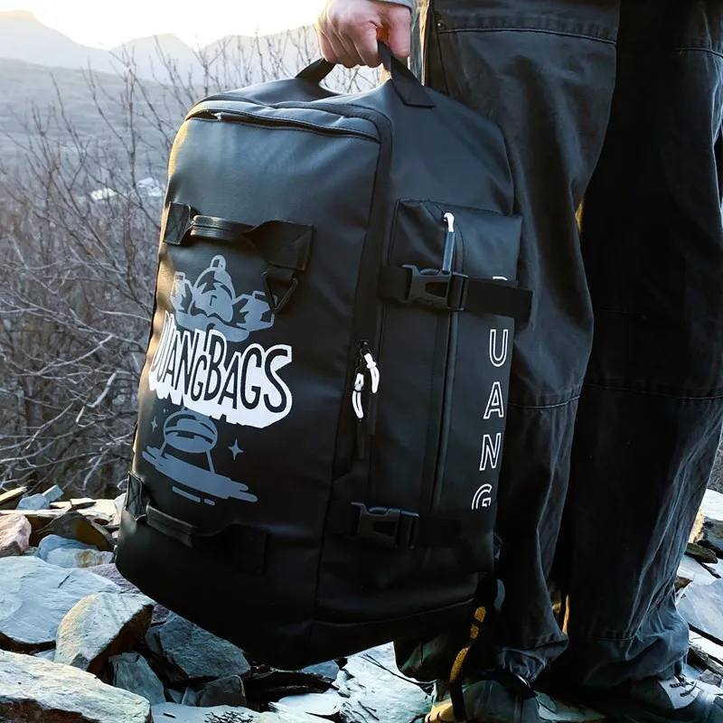 Meow In The Grass PU Backpack Unisex Black White Letter/Black Pink Letter/Black Blue Letter/Black Green Letter-1