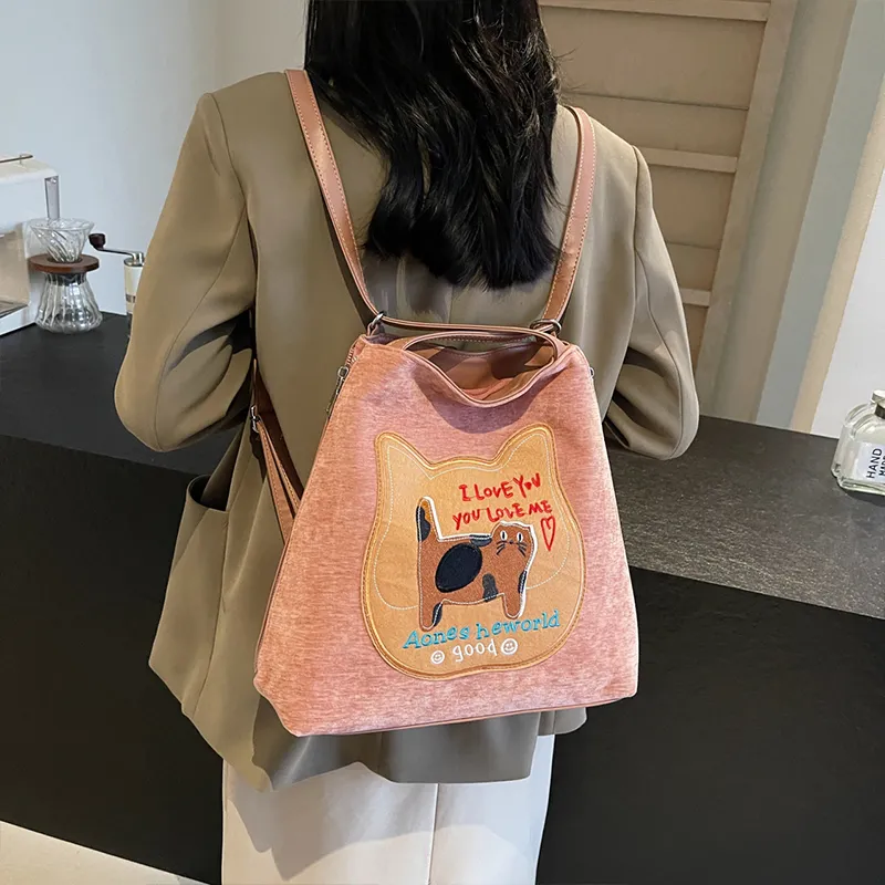 Meow In The Grass PU Shoulder Bag Handbag Tote Bag Regular Women's Coffee/Black/Gray/Pink-18
