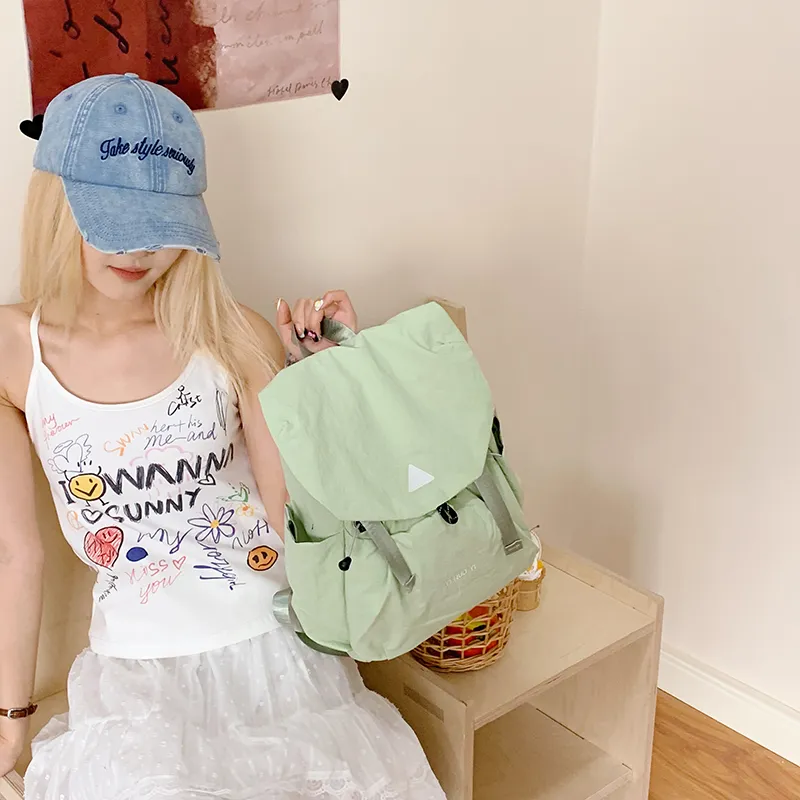 Meow In The Grass Nylon Fabric Backpack Unisex Multicolor-22