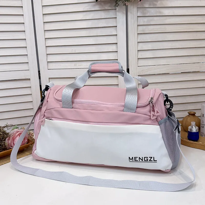 Meow In The Grass Nylon Gym Bag Travel Bag Unisex White/Black/Green/Blue/Pink-15