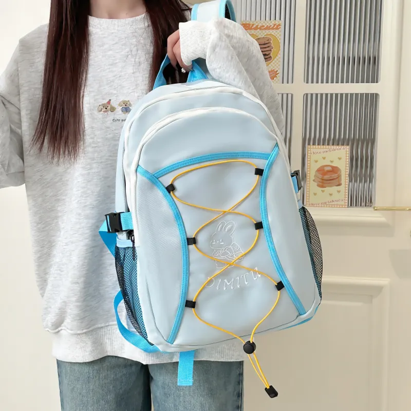 Meow In The Grass Polyester Backpack Unisex Black/Green/Blue-17