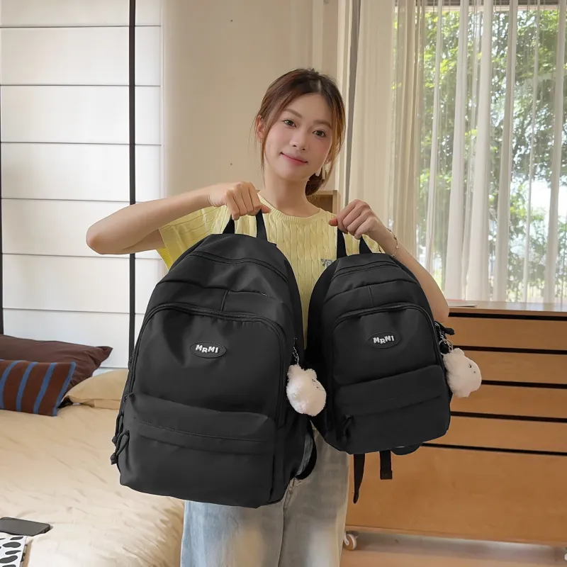 Meow In The Grass Nylon Backpack Unisex Black/White/Yellow-5
