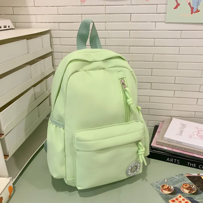 Meow In The Grass Nylon Backpack Unisex Black/Pink/Blue/Yellow/Khaki/Green/Purple-23