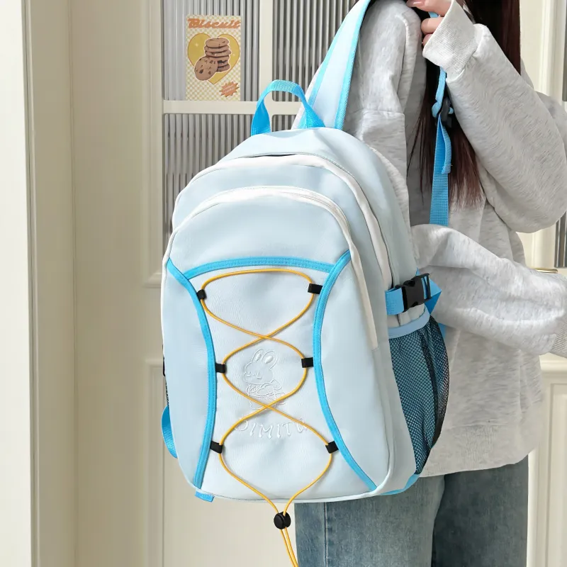 Meow In The Grass Polyester Backpack Unisex Black/Green/Blue-15