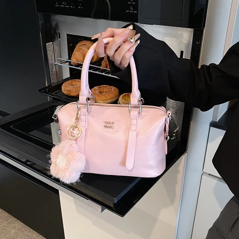 Meow In The Grass PU Handbag Women's Pink/Coffee/Coffee/Black-4