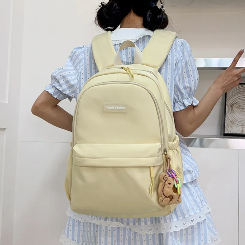 Meow In The Grass Oxford Backpack Regular Unisex Yellow/Pink/Blue/Black/Green-4