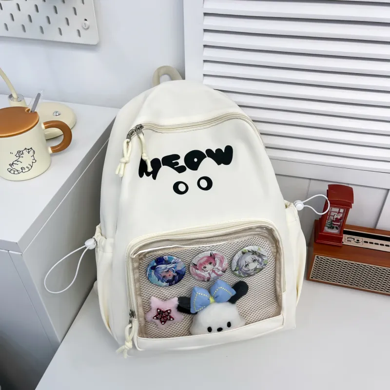Meow In The Grass Nylon Backpack Unisex Multicolor-2