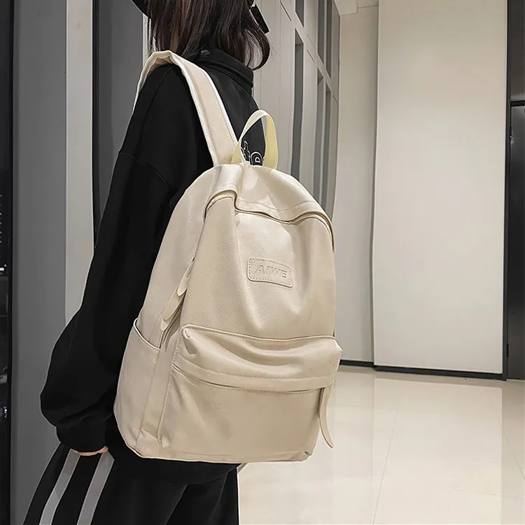 Meow In The Grass PU Backpack Regular Unisex Ecru/Black/Gray-10