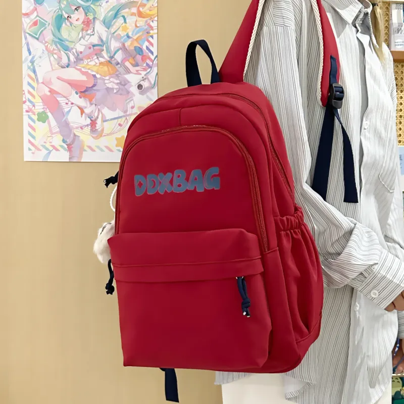 Meow In The Grass Polyester Backpack Unisex Red/Black/Yellow/Dark Blue-2