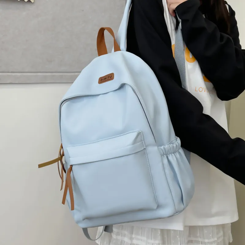 Meow In The Grass Nylon Backpack Unisex White/Black/Red/Blue-21