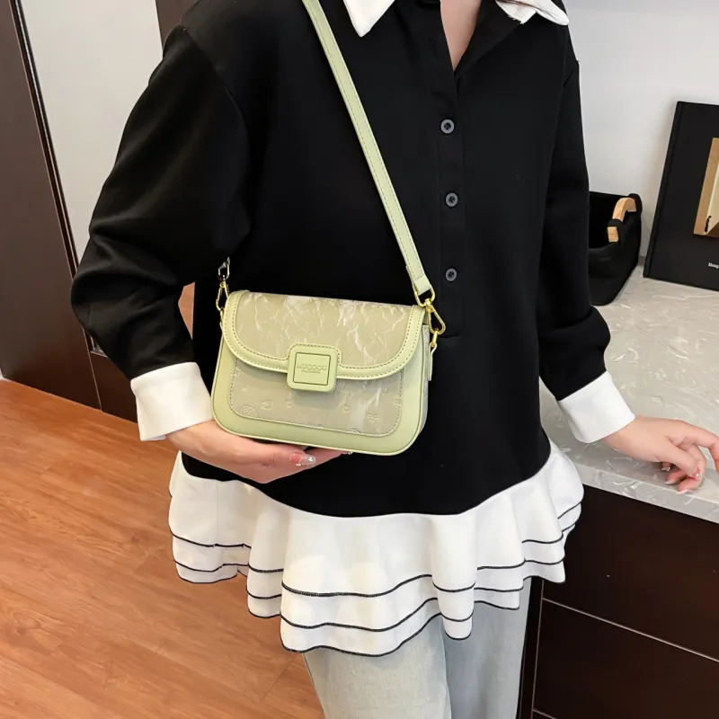 Meow In The Grass PU Crossbody Bag, Shoulder Bag Women's Cream White/Cherry Blossom Pink/Green/Black-17