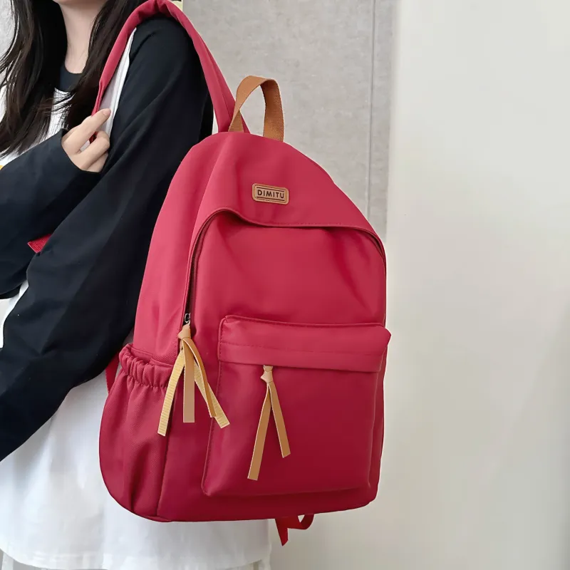 Meow In The Grass Nylon Backpack Unisex White/Black/Red/Blue-14