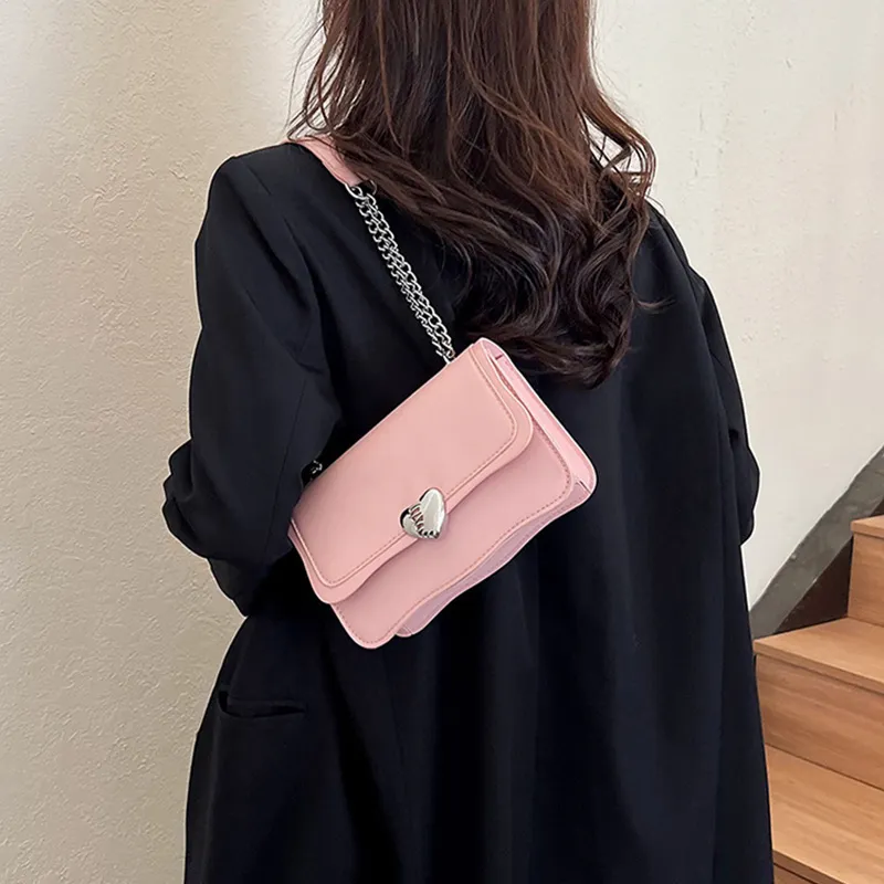 Meow In The Grass PU Small Square Bag, Shoulder Bag, Crossbody Bag Regular Women's White/Pink/Silver/Black-4