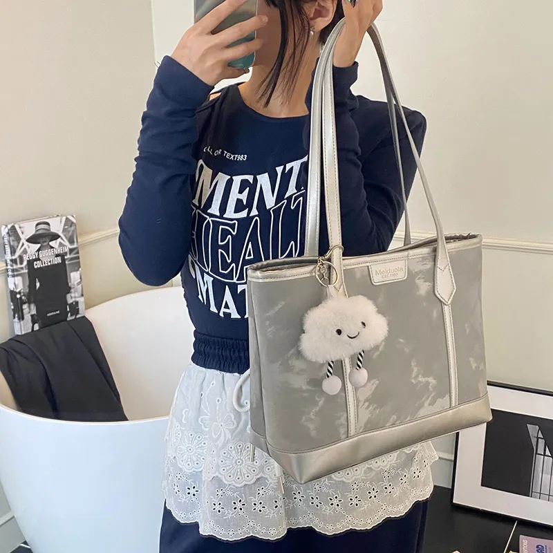 Meow In The Grass PU Tote Handbag Women's Multicolor-8