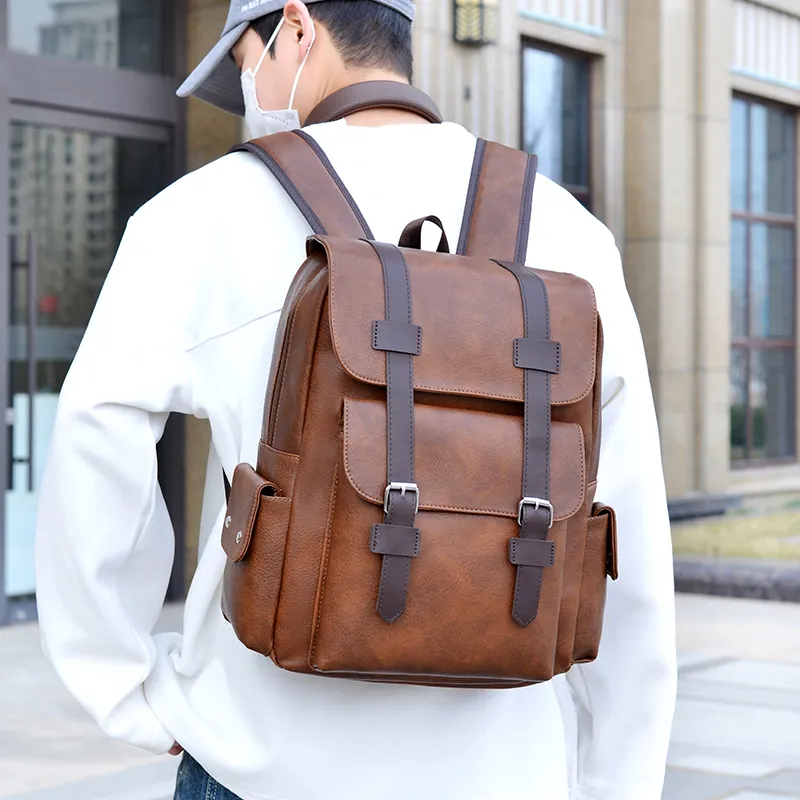 Meow In The Grass PU Backpack Unisex Yellow Brown/Brown/Classic Black-2