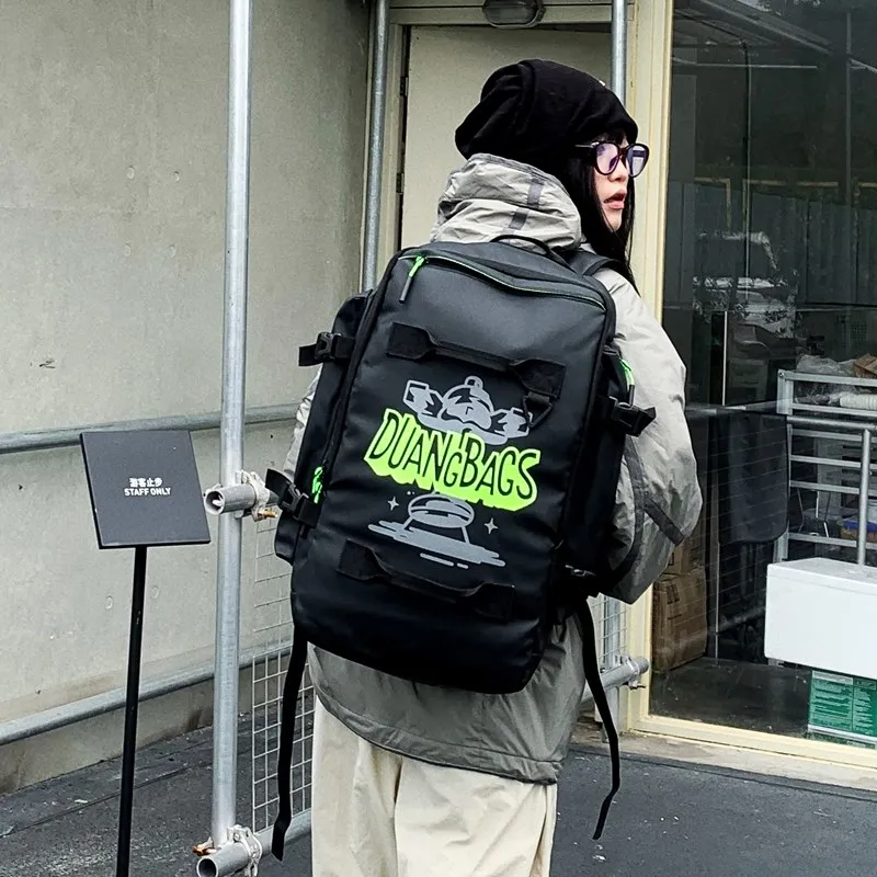 Meow In The Grass PU Backpack Unisex Black White Letter/Black Pink Letter/Black Blue Letter/Black Green Letter-21