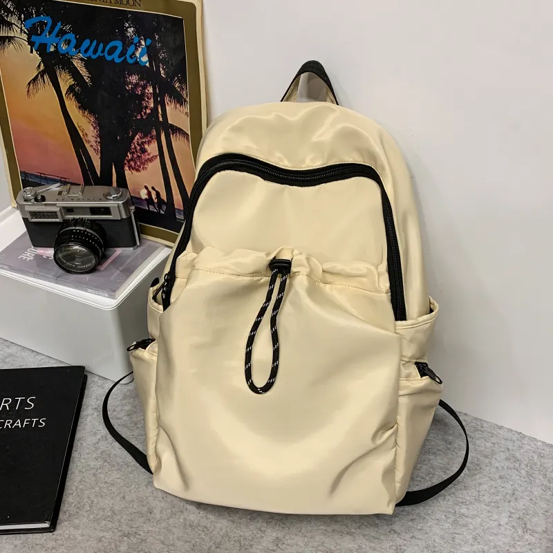 Meow In The Grass Nylon Backpack Unisex Black/Ecru/Yellow-7