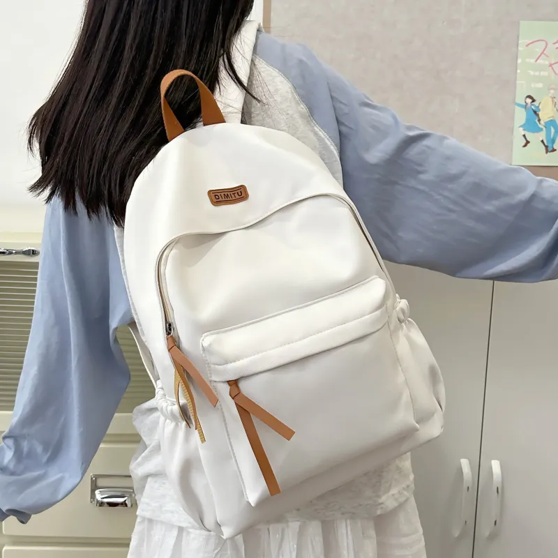 Meow In The Grass Nylon Backpack Unisex White/Black/Red/Blue-2
