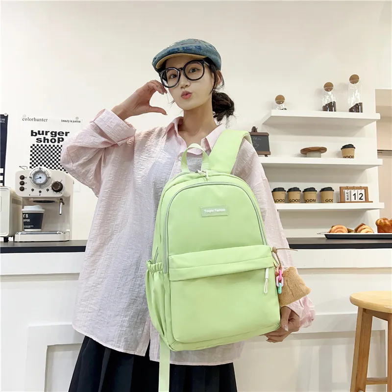 Meow In The Grass Oxford Backpack Regular Unisex Yellow/Pink/Blue/Black/Green-20
