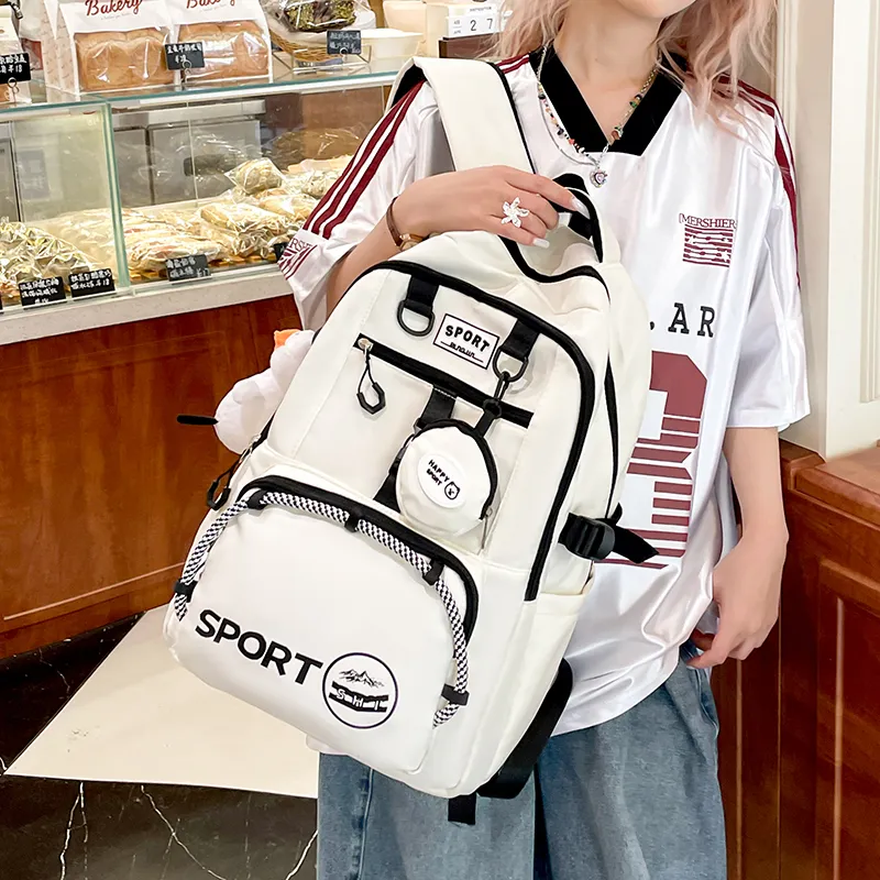 Meow In The Grass Nylon Fabric Backpack Unisex Multicolor-8