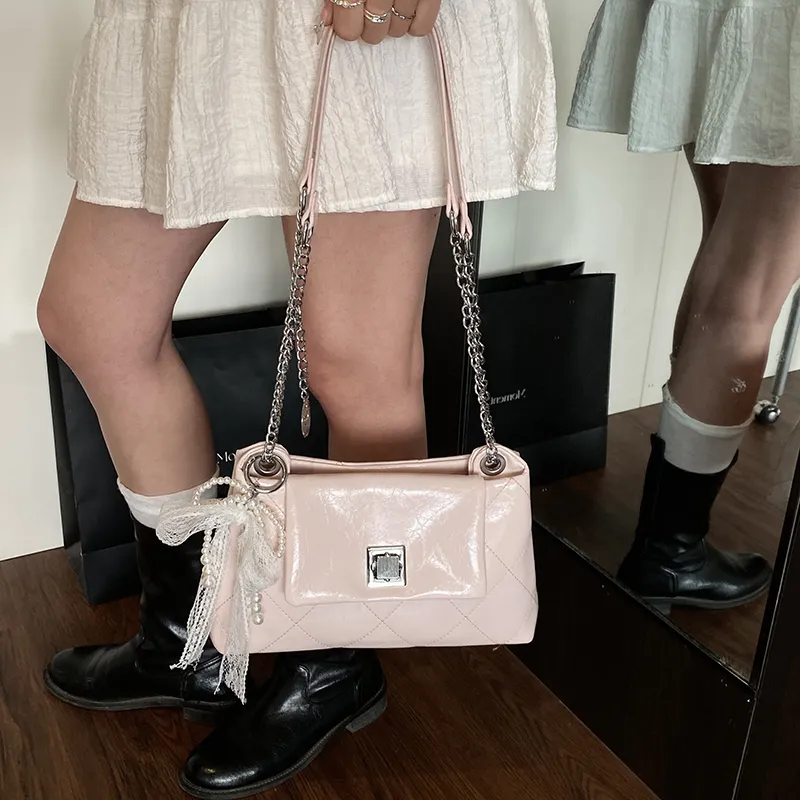 Meow In The Grass PU Shoulder Bag Women's Black/Light Pink/Ivory/Burgundy-16