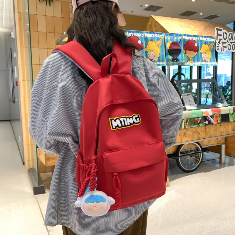 Meow In The Grass Nylon Backpack Unisex Black/Red/Gray/Yellow-10
