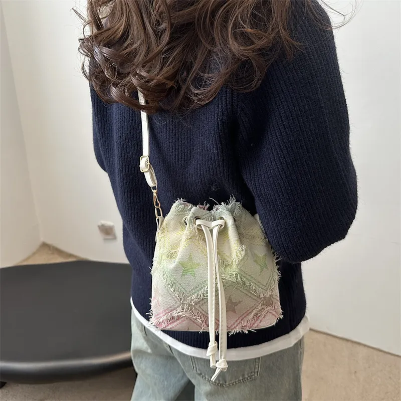 Meow In The Grass Denim Shoulder Bag Regular Women's Multicolor-4
